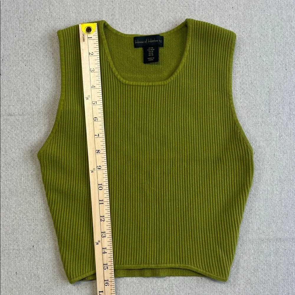 House of Harlow 1960 Olive Green Ribbed Tank - Picture 5 of 8